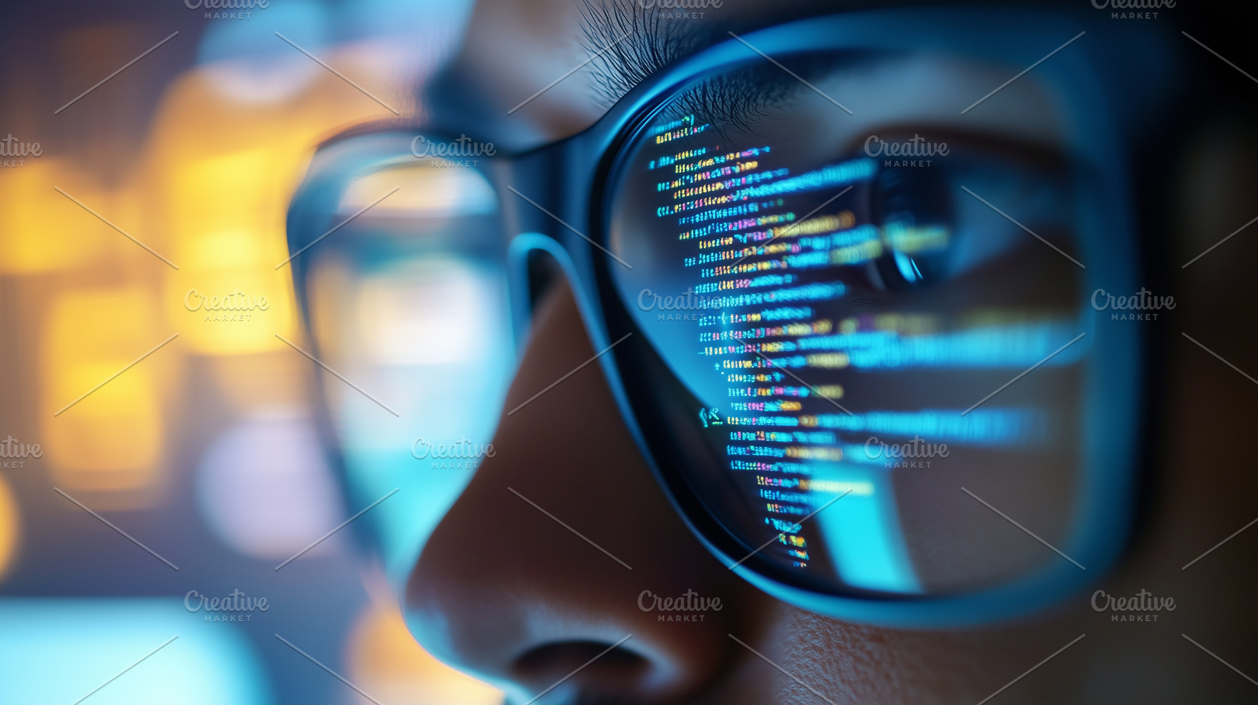 Close up of a person's eye with code, a Technology Photo by MistyDay