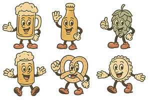 Vintage beer-themed mascots with che, an Illustration by Dvoevnore photos