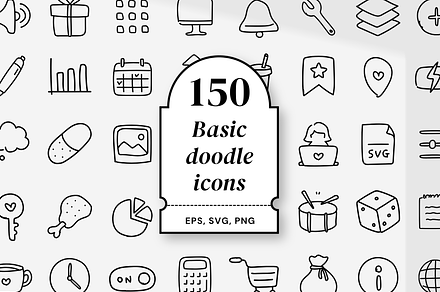 150 basic doodle icons