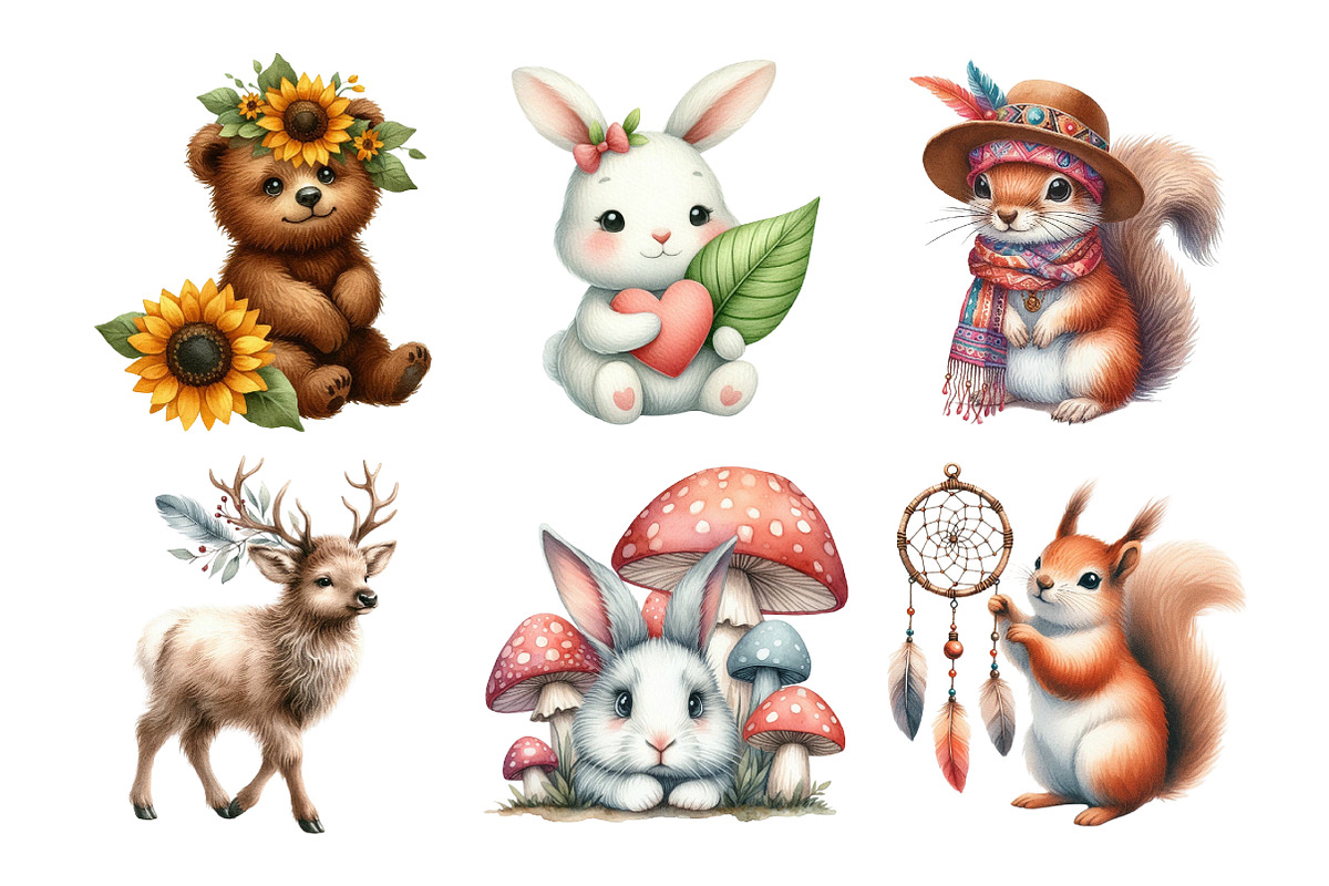 Sweet Boho Woodland Creatures Animal, an Illustration by Daily.Designs (Photo 3 of 5)