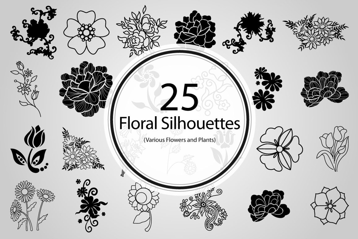 25 Floral Silhouettes (Vector), an Object Graphic by BIOWORKZ (Photo 1 of 4)