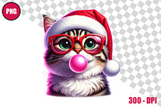 Christmas Cat Bubble Gum Clipart, an Animal Illustration by taramija (Thumbnail 4 of 11)
