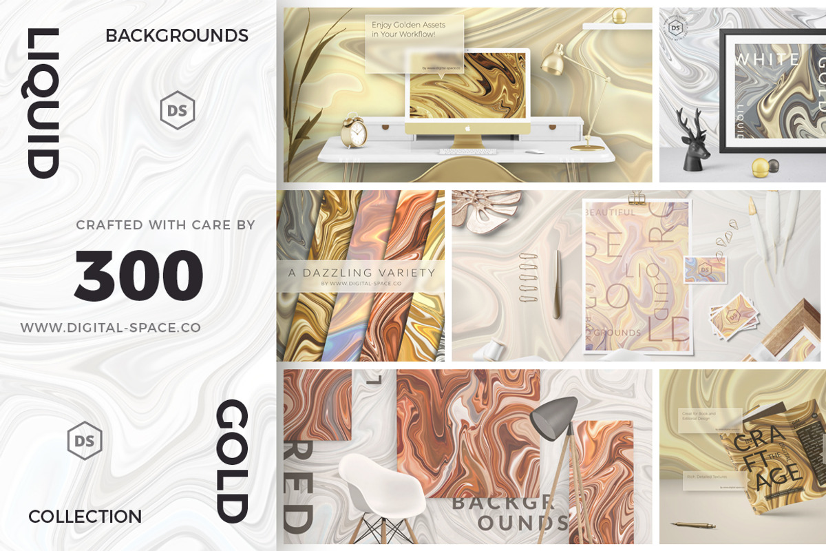300 Liquid Gold Backgrounds, a Texture Graphic by Digital Space (Photo 1 of 17)