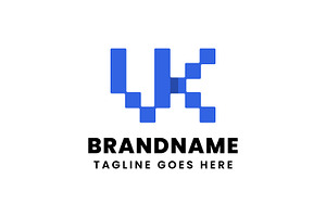 Letters VK Modern Pixel Logo, a Branding & Logo Template by Pray Art Design Studio