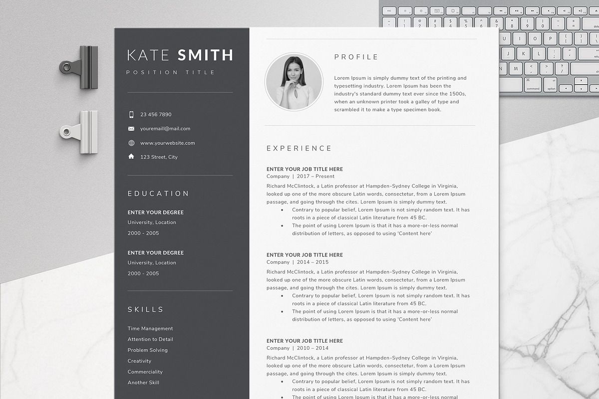 Resume Template / CV (One Page), a Resume Template by TheResumeCoach (Photo 1 of 8)