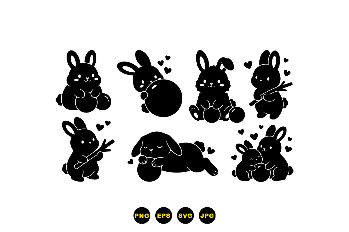 Cute Bunny SVG Clipart Set, an Illustration by designvectx (Photo 2 of 3)