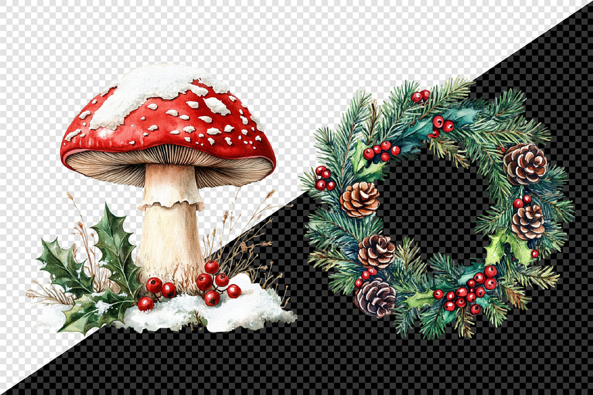 Woodland Christmas Clipart, an Illustration by Creative Art (Photo 5 of 10)