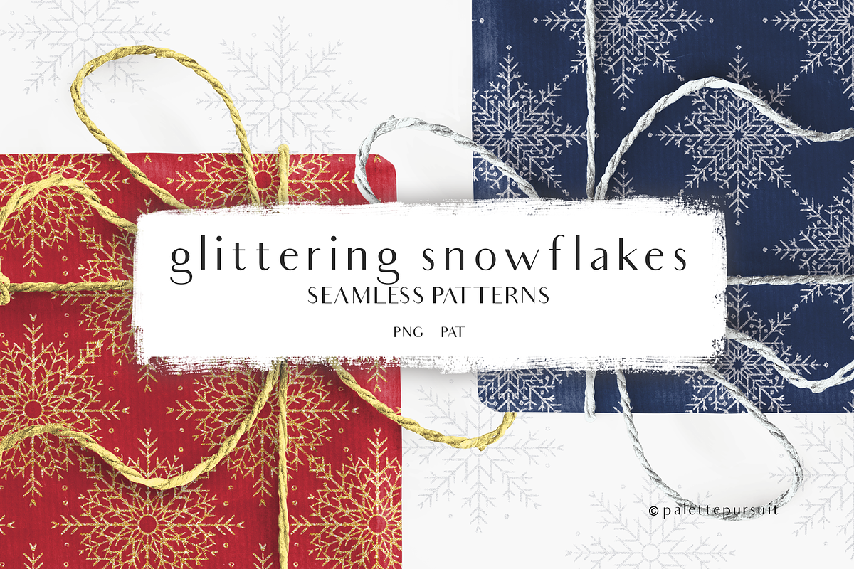 Glitter snowflakes seamless patterns, a Pattern Graphic by Palette Pursuit (Photo 1 of 8)