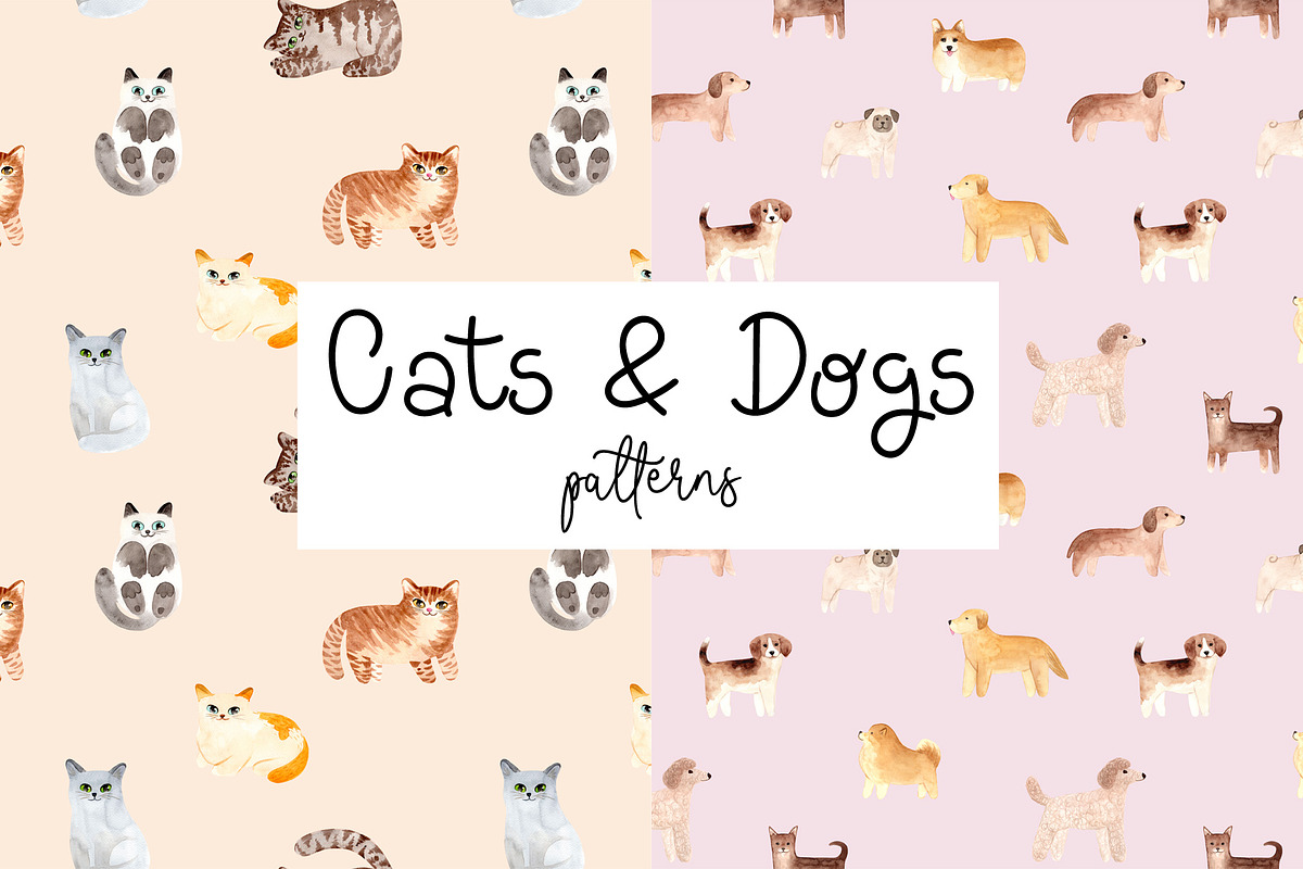 Cats and Dogs Patterns, a Pattern Graphic by Slastick (Photo 1 of 7)