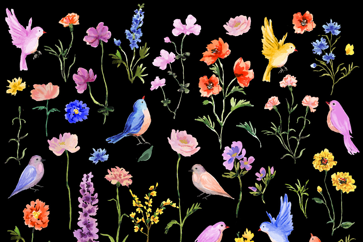 Wild Flowers - Watercolor Clipart, an Object Illustration by RhianAwni (Photo 7 of 7)