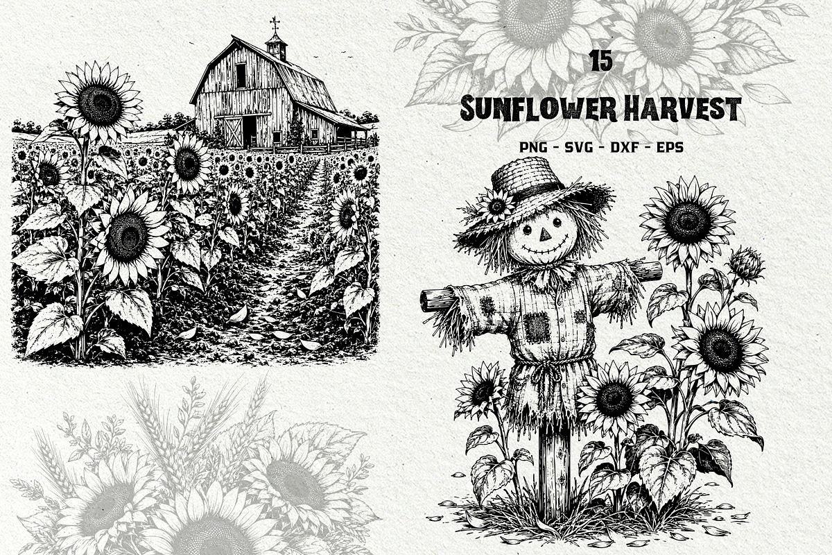 Sunflower Harvest Graphics, a Decorative Illustration by DENIDigitalArtSudio (Photo 1 of 5)