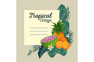 Card With Tropical Fruits And Exotic