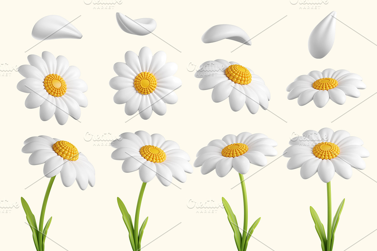 Garden 3d Daisy Illustrations!, a Plants & Tree 3D Model by Hannet (Photo 4 of 4)