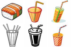 Sushi and Refreshing Drinks, an Object Graphic by Billah Hub