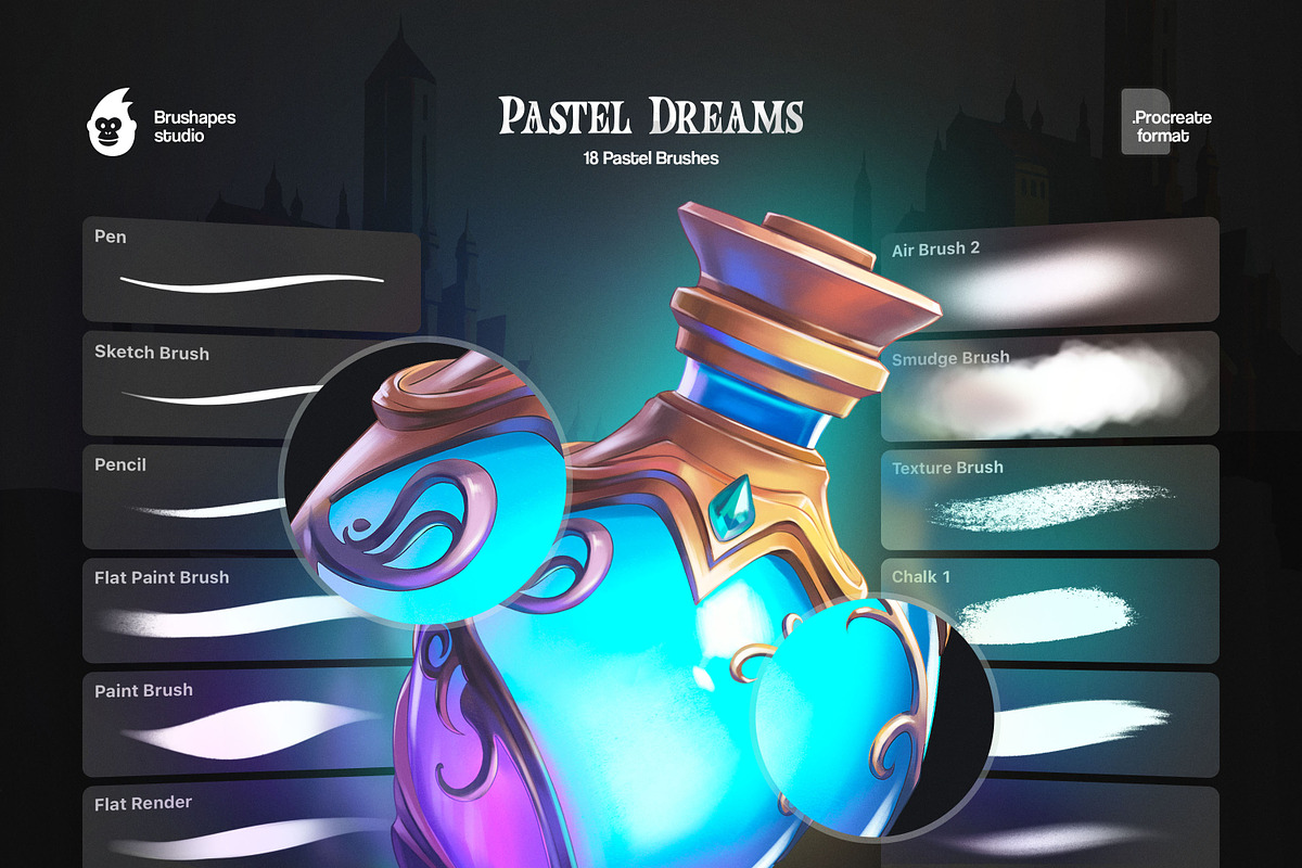 Pastel Dreams Procreate Brushes, a Brush Add-On by brushapes.com (Photo 2 of 10)