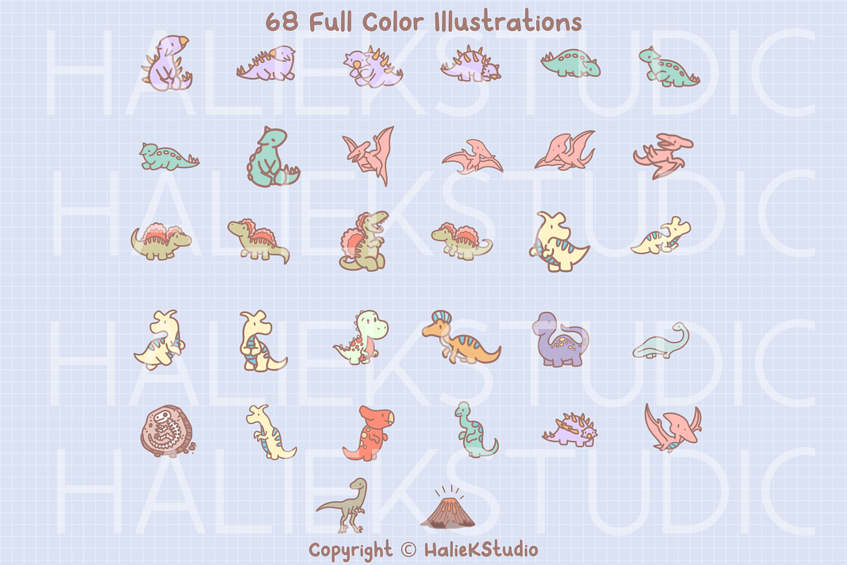 Dinosaurs Premium Clip Art Volume 2, an Animal Illustration by HalieKStudio (Photo 3 of 9)