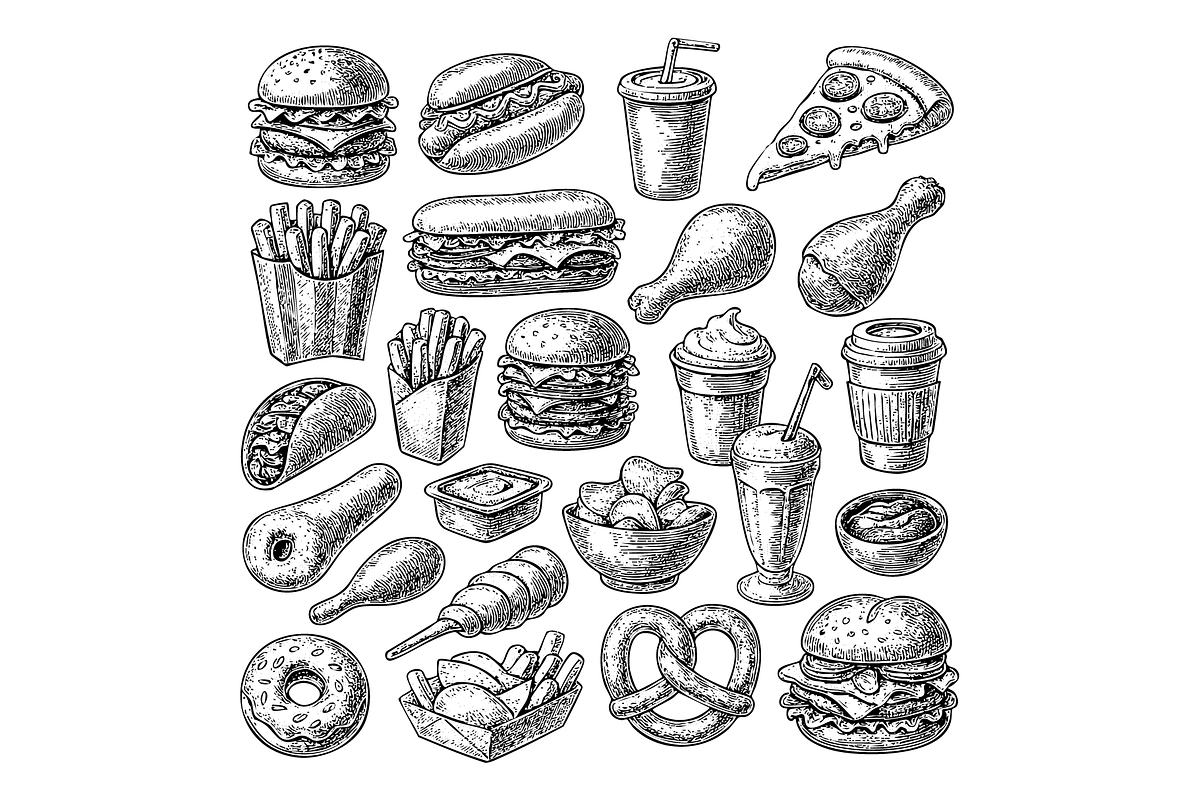 Fast Food Icons, an Object Graphic by nikagraphic