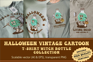 Halloween Bottle Vintage Cartoon, an Illustration by vectstudio