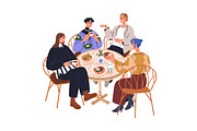 Friends gathering at dinner table, a Person Illustration by Good Studio (Thumbnail 4 of 14)