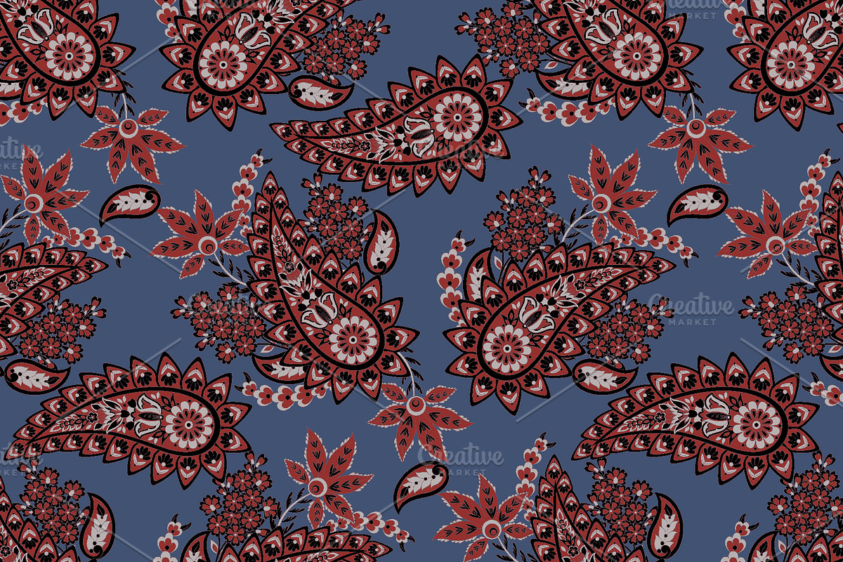 Paisley seamless fabric pattern, a Pattern Graphic by antalogiya (Photo 5 of 5)