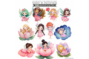 Watercolor Pink Fairy Clipart Bundle, an Illustration by CharmClipart (Thumbnail 3 of 9)