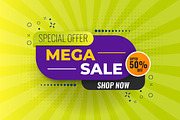 Mega sale promotional banner, a Social Media Template by Tanuart (Thumbnail 1 of 2)
