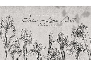 Iris Line clipart, a Decorative Illustration by JULIA x JULIE's ART