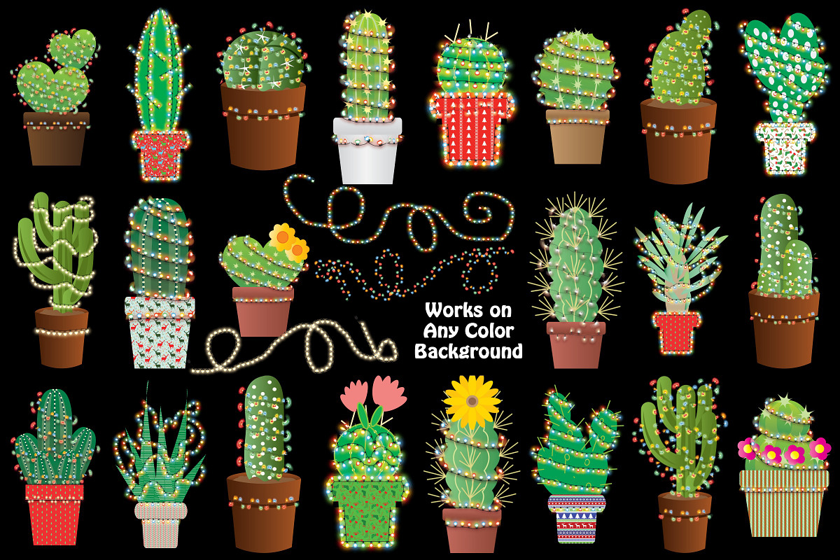 Christmas Cactus AI EPS PNG, an Illustration by FrankiesDaughtersDesign (Photo 2 of 11)