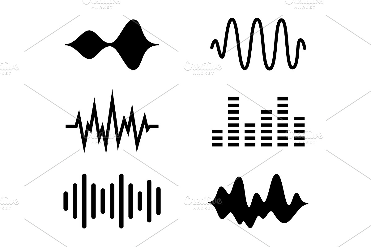 Abstract sound and music waveforms, an Object Illustration by GraphiShop