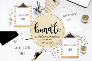 Clipboard and Glitter mockups