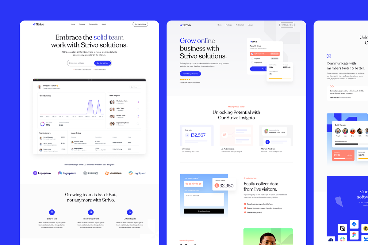 Strivo: Multi-Layout SaaS Figma, an UI Kit Template by FinestDevs (Photo 2 of 4)