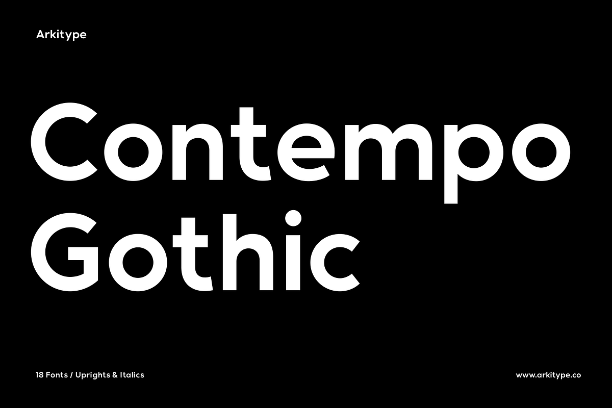Contempo Gothic - Family, a Sans Serif Font by Arkitype (Photo 1 of 16)