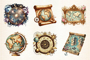 Old Maps Designs Clipart, an Illustration by DreamArtGraphic (Thumbnail 2 of 4)