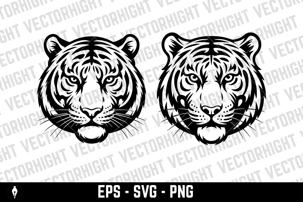 tiger head illustration, an Animal Illustration by Vectorhight (Photo 3 of 3)