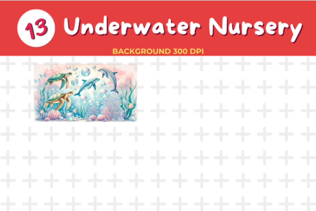 Watercolor Underwater Nursery Backgr, an Animal Illustration by John_Walker (Photo 4 of 5)