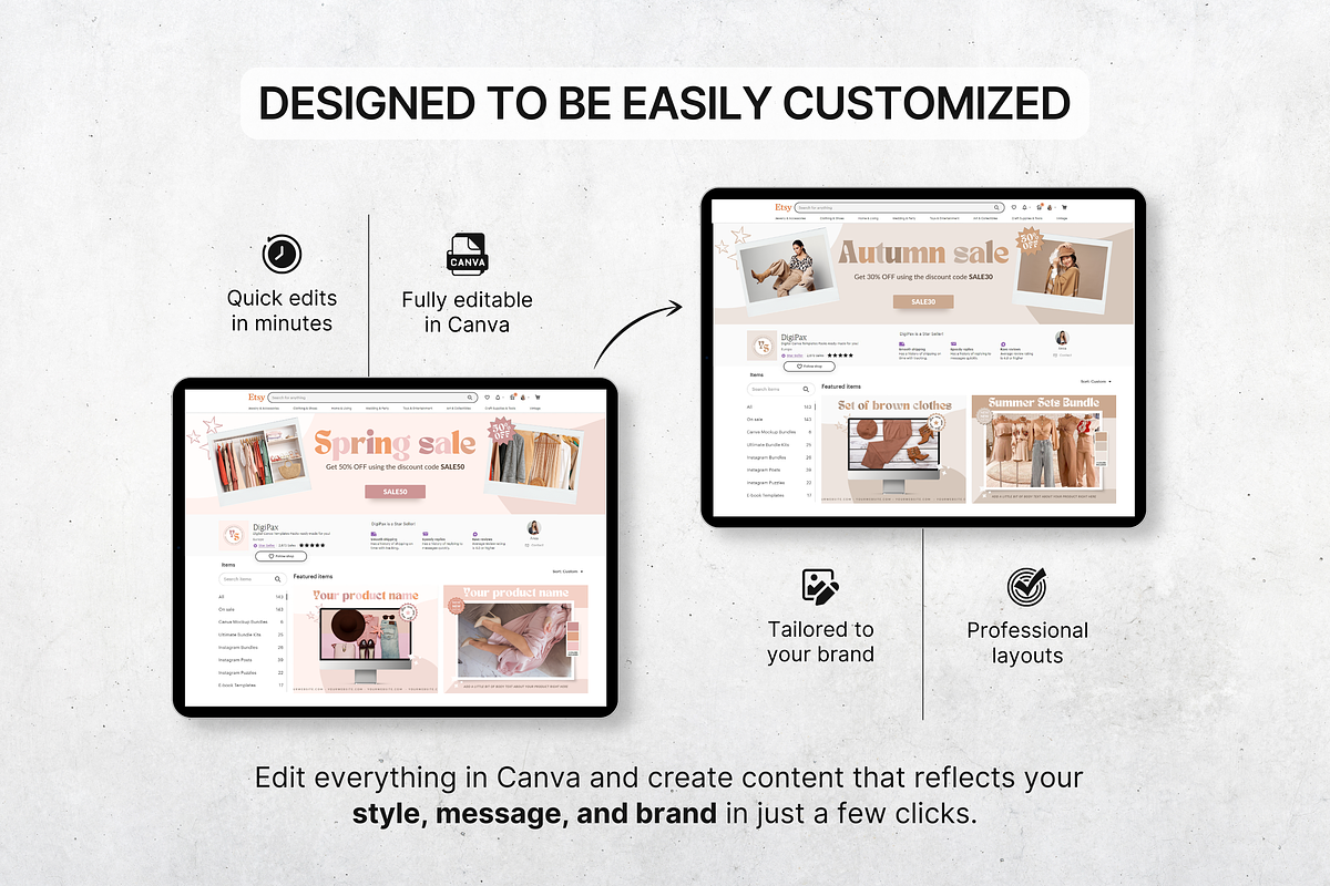 Etsy Shop Bundle Canva Templates, a Branding & Logo Template by DigiPax (Photo 8 of 11)