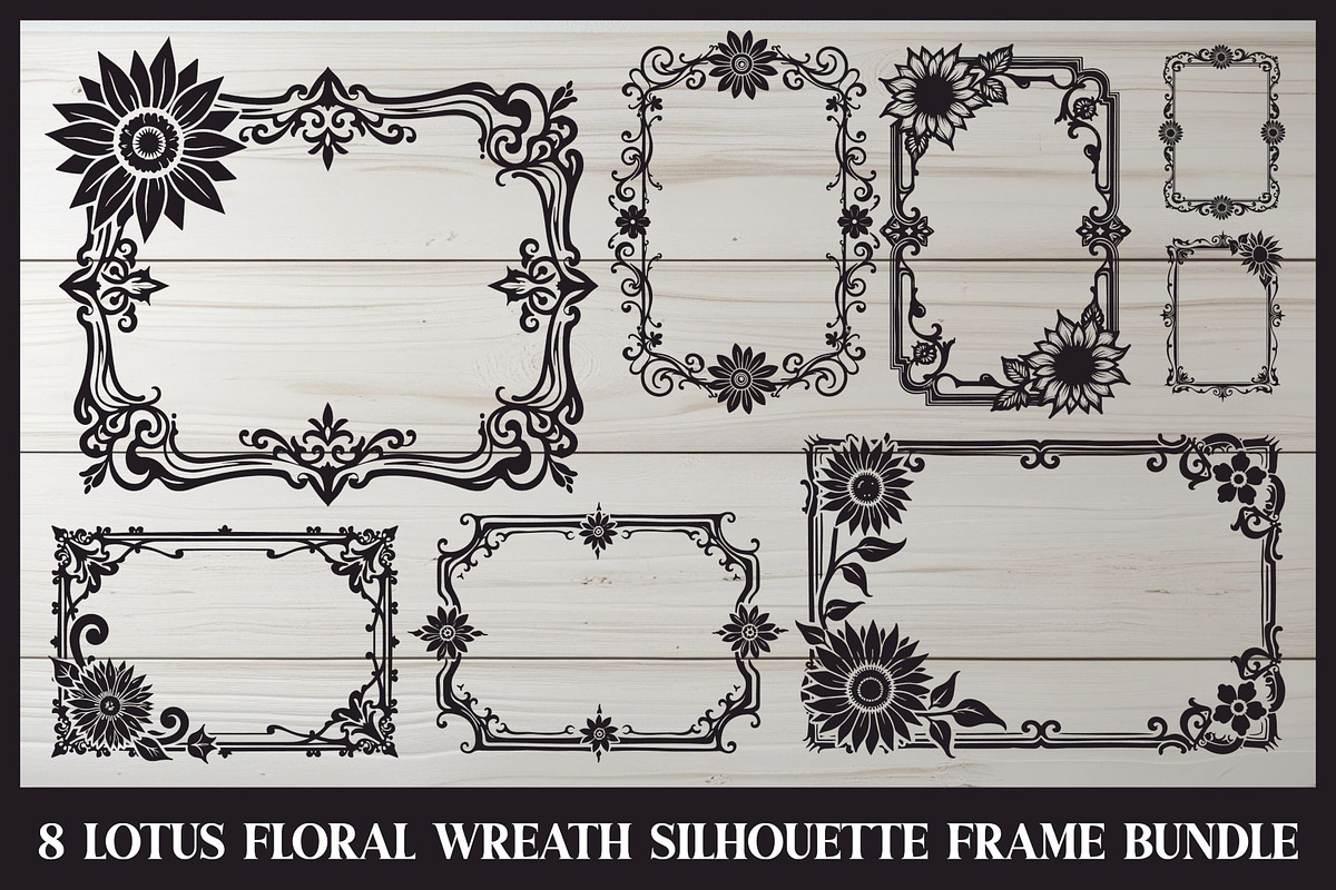 8 Lotus Floral Frame Bundle, an Illustration by Designs_River (Photo 1 of 9)
