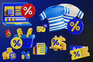 Shopping Icon 3D Illustration Pack