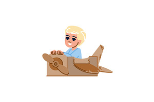 Happy child playing with cardboard, an Illustration by pikepicture