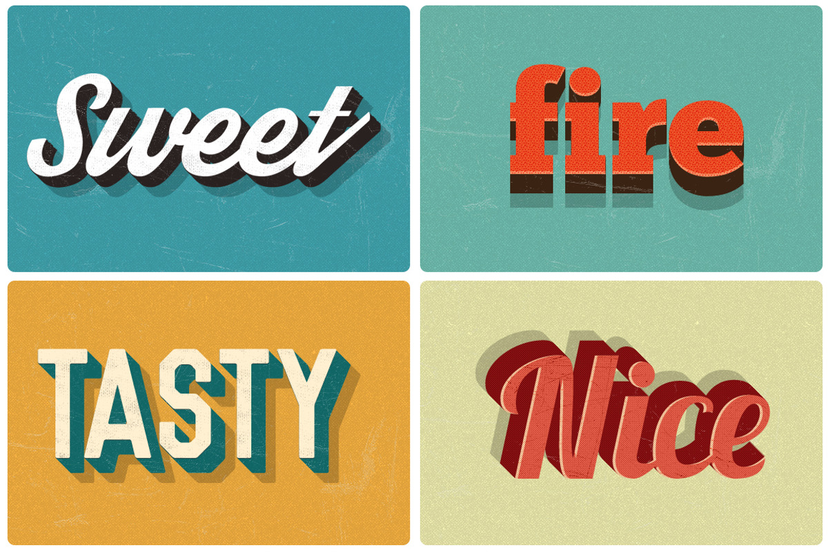 Retro Text Layer Styles - Photoshop, a Layer Style Add-On by Creativenauts (Photo 3 of 4)