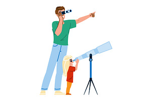 Father and daughter exploring the, a Person Illustration by pikepicture