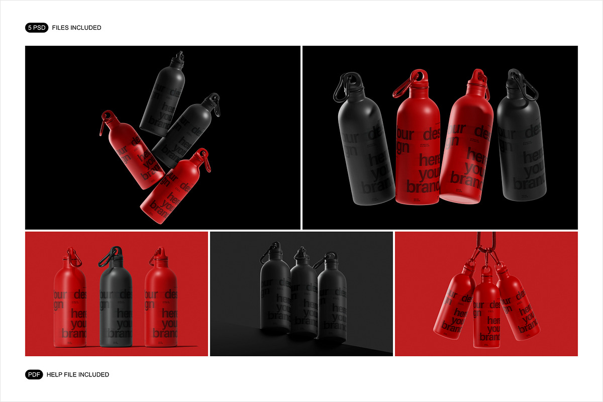 Sport Water Bottle Mockup Set, a Packaging Mockup by Renderteam (Photo 2 of 12)