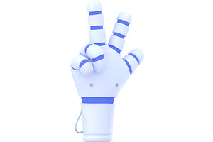 3d Robot Hand Show Three Fingers