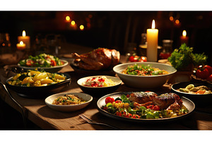 delicious meal food background ai, a Food & Drink Photo by pikepicture