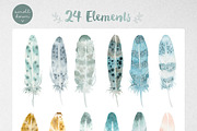 Watercolor Feathers: Patterns+Frames, a Pattern Graphic by Inna Moreva (Thumbnail 5 of 5)