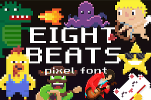 Eight Beats: pixel font, a Font by chewkotski