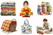 Watercolor Summer Sewing Clipart, an Illustration by OK Design (Thumbnail 4 of 5)