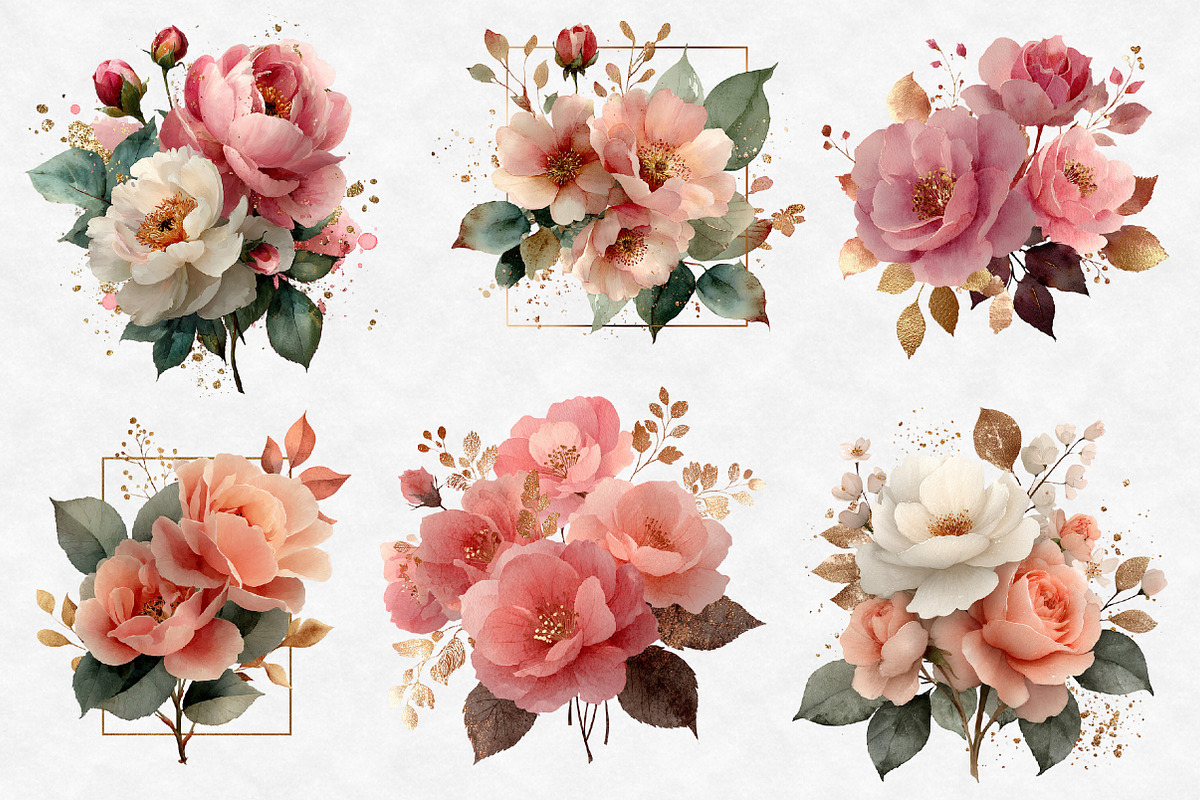 Blush Pink Wedding Floral Clipart, an Illustration by Designworld (Photo 2 of 5)