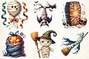 Watercolor Halloween Mummy Clipart, an Illustration by DreamCafeArt (Thumbnail 4 of 7)