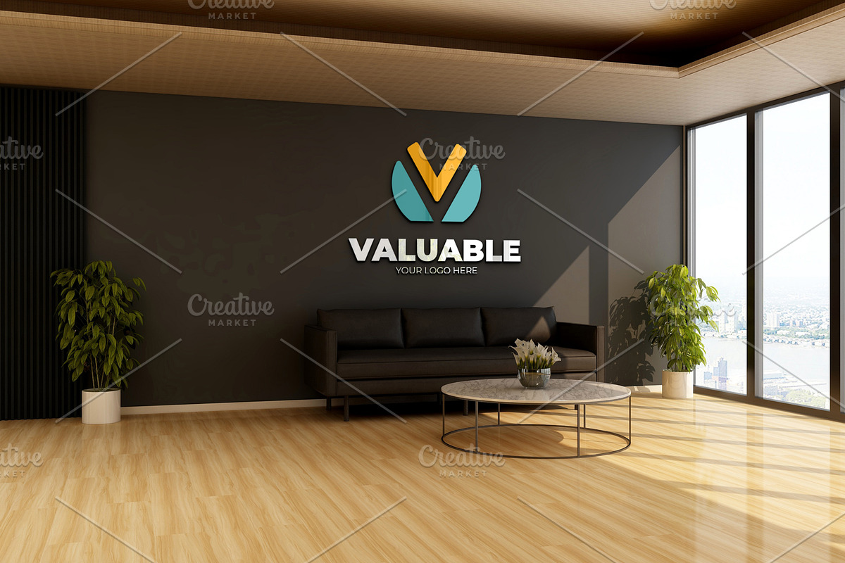 PSD Minimalist Lounge Wall Mockup, a Product Mockup by Ayy (Photo 7 of 15)